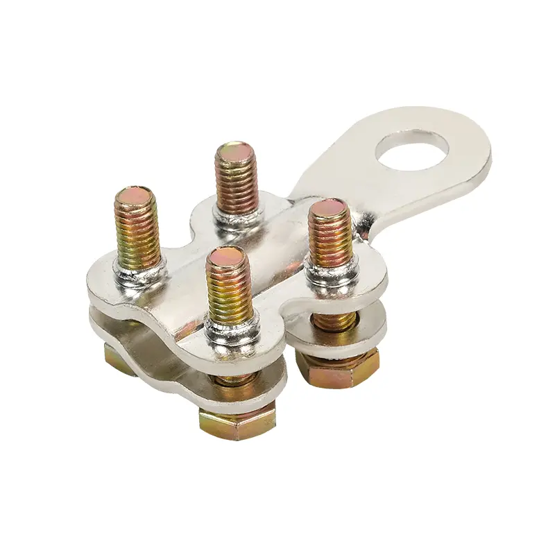 WCJC,Copper Brass Cable Terminal,T Shape Cable Clamp,ABC Cable Grounding Clamp,Nickel plated bolt terminal