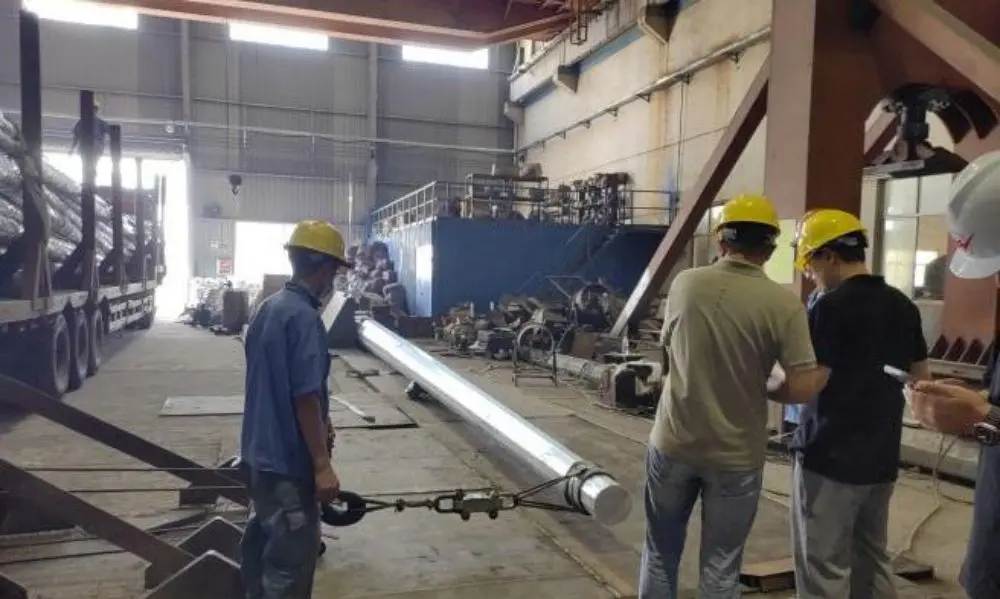 SGS conducts pre-shipment inspection of Steel poles orders